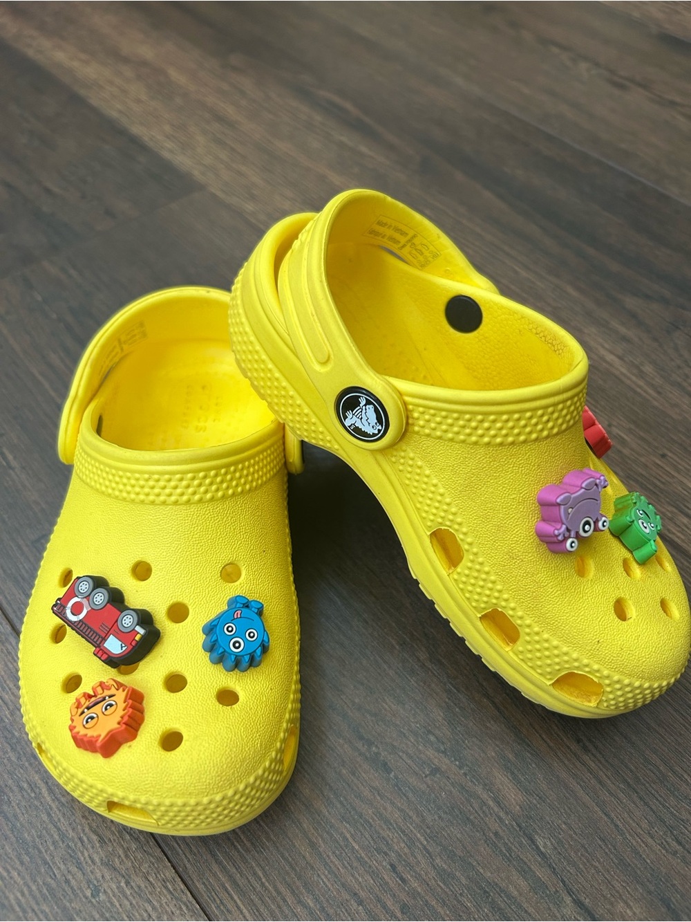 CROCS Kids Yellow Clog Sandals with Playful Charms